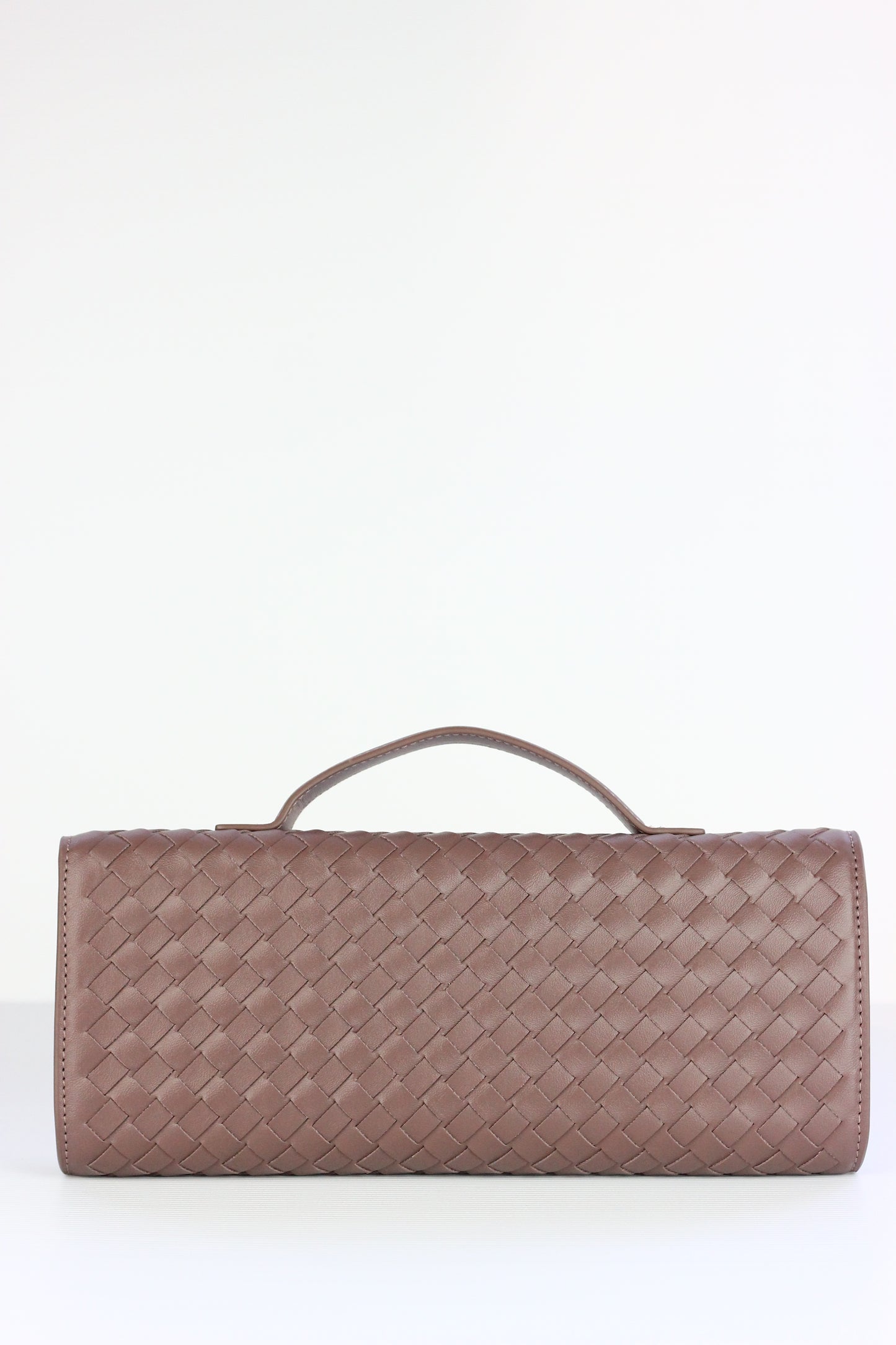 BEATRICE Weaved Clutch Bag in Greyish Brown
