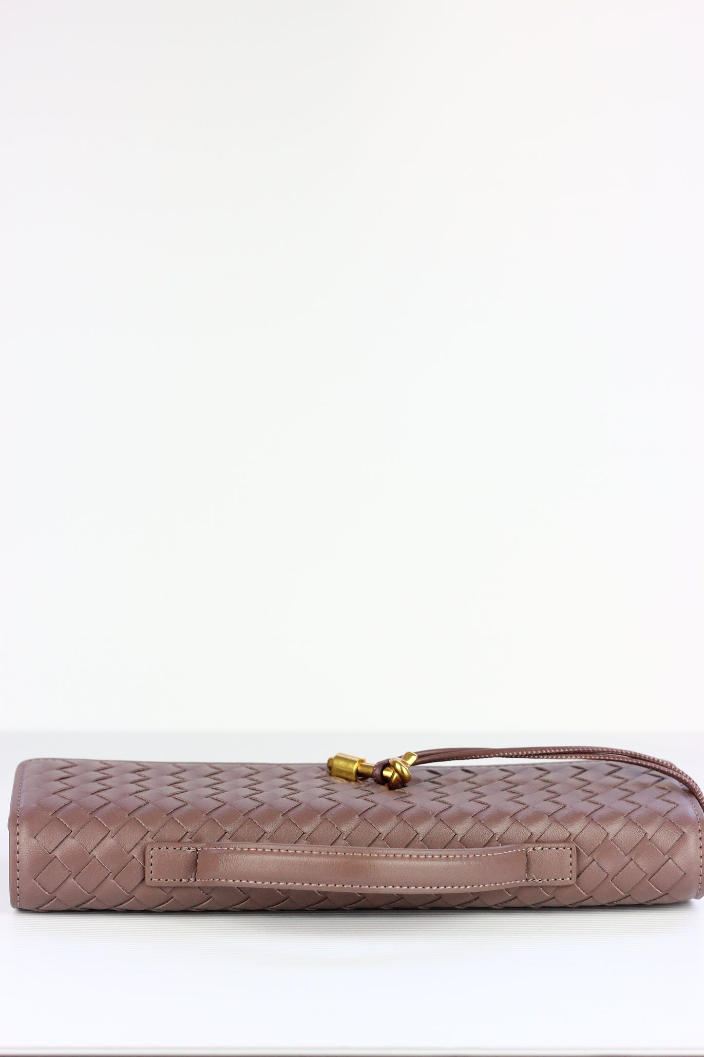 BEATRICE Weaved Clutch Bag in Greyish Brown