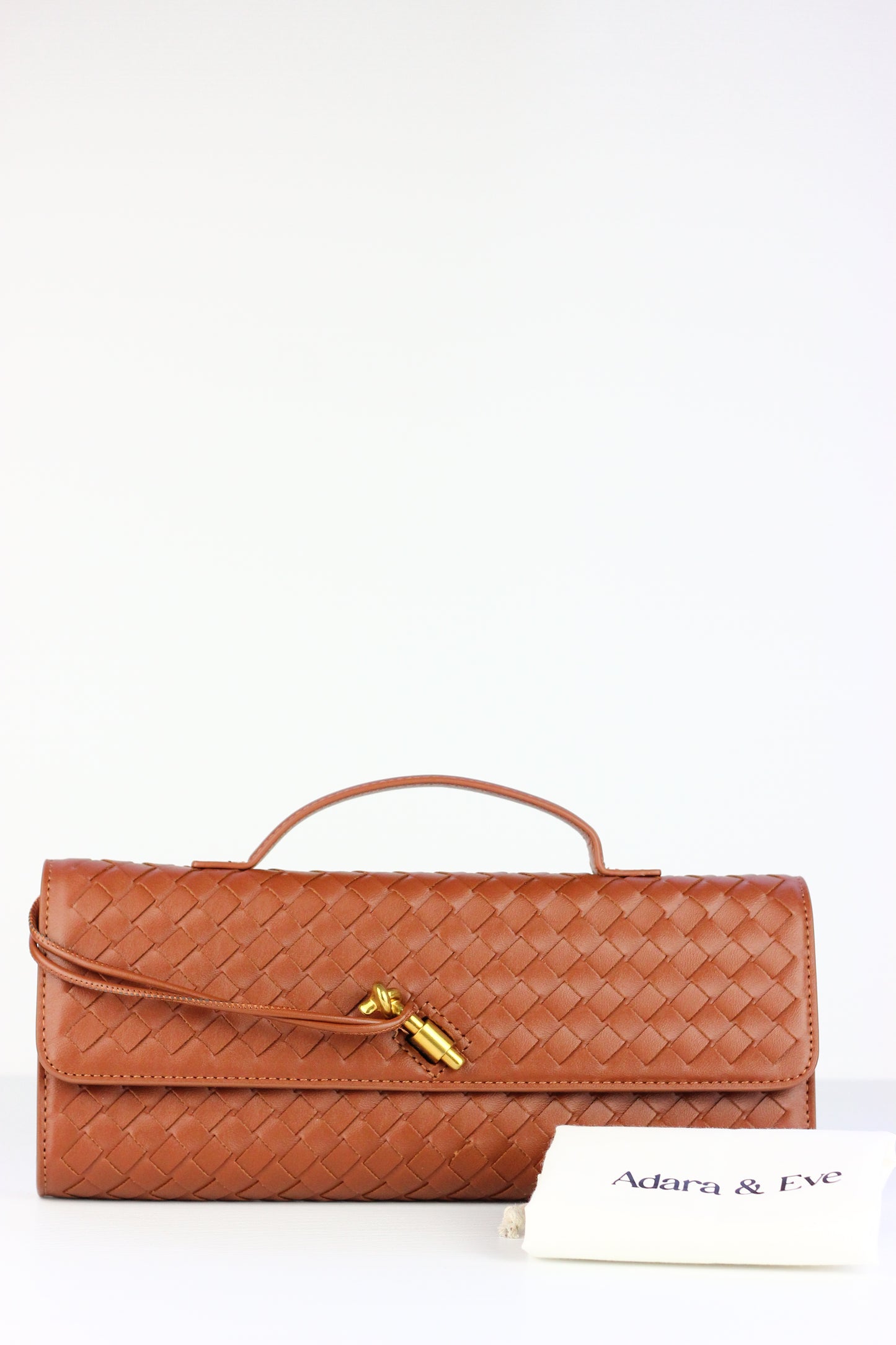 BEATRICE Weaved Clutch Bag in Brown