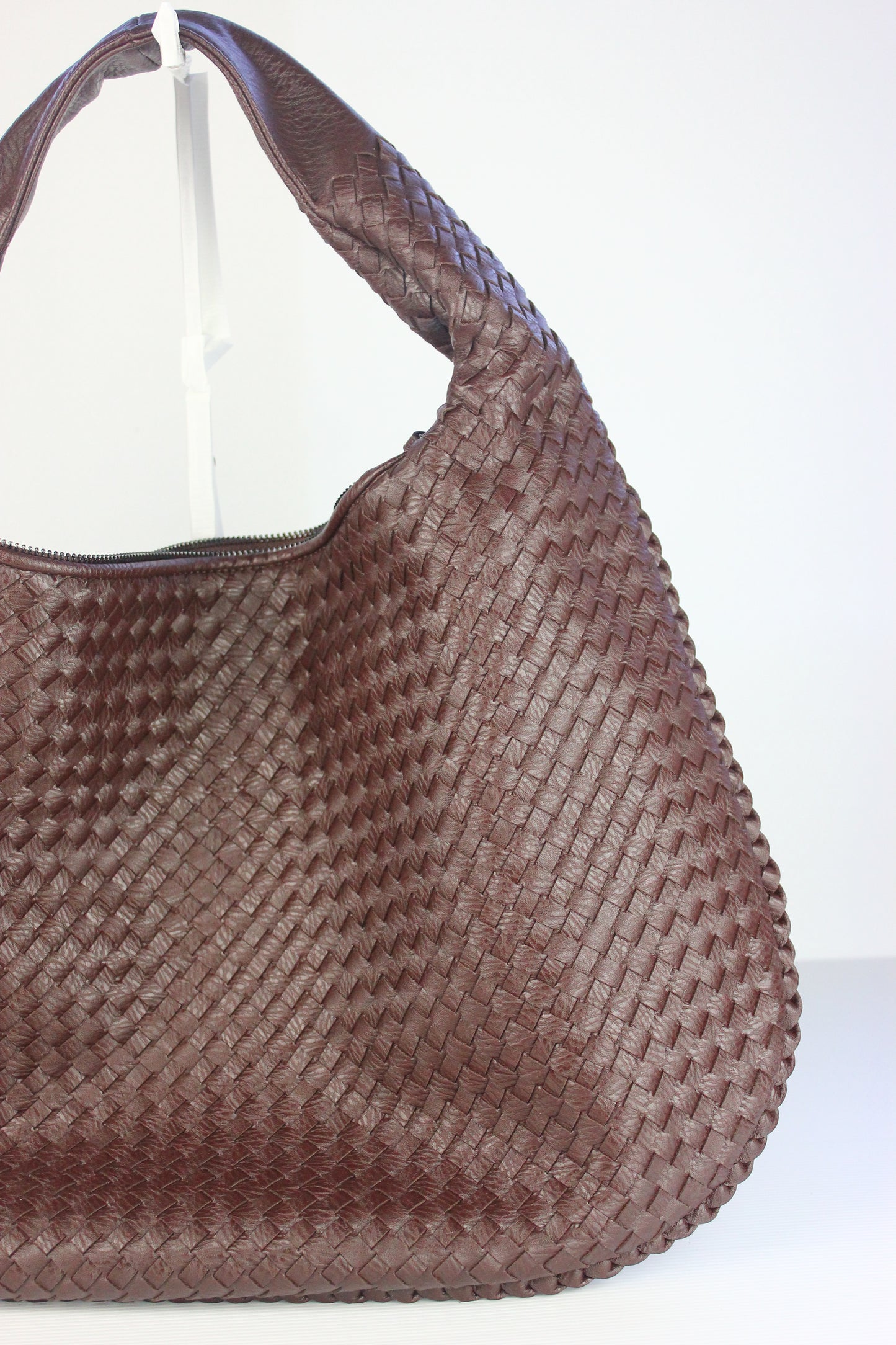 Hannah Weaved Hobo Bag in Dark Brown