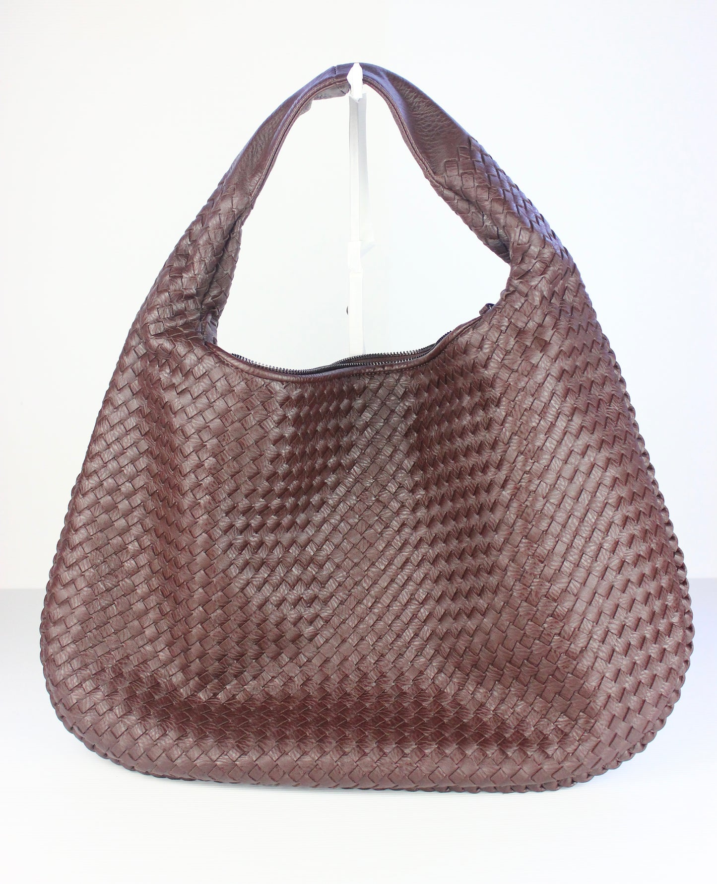 Hannah Weaved Hobo Bag in Dark Brown