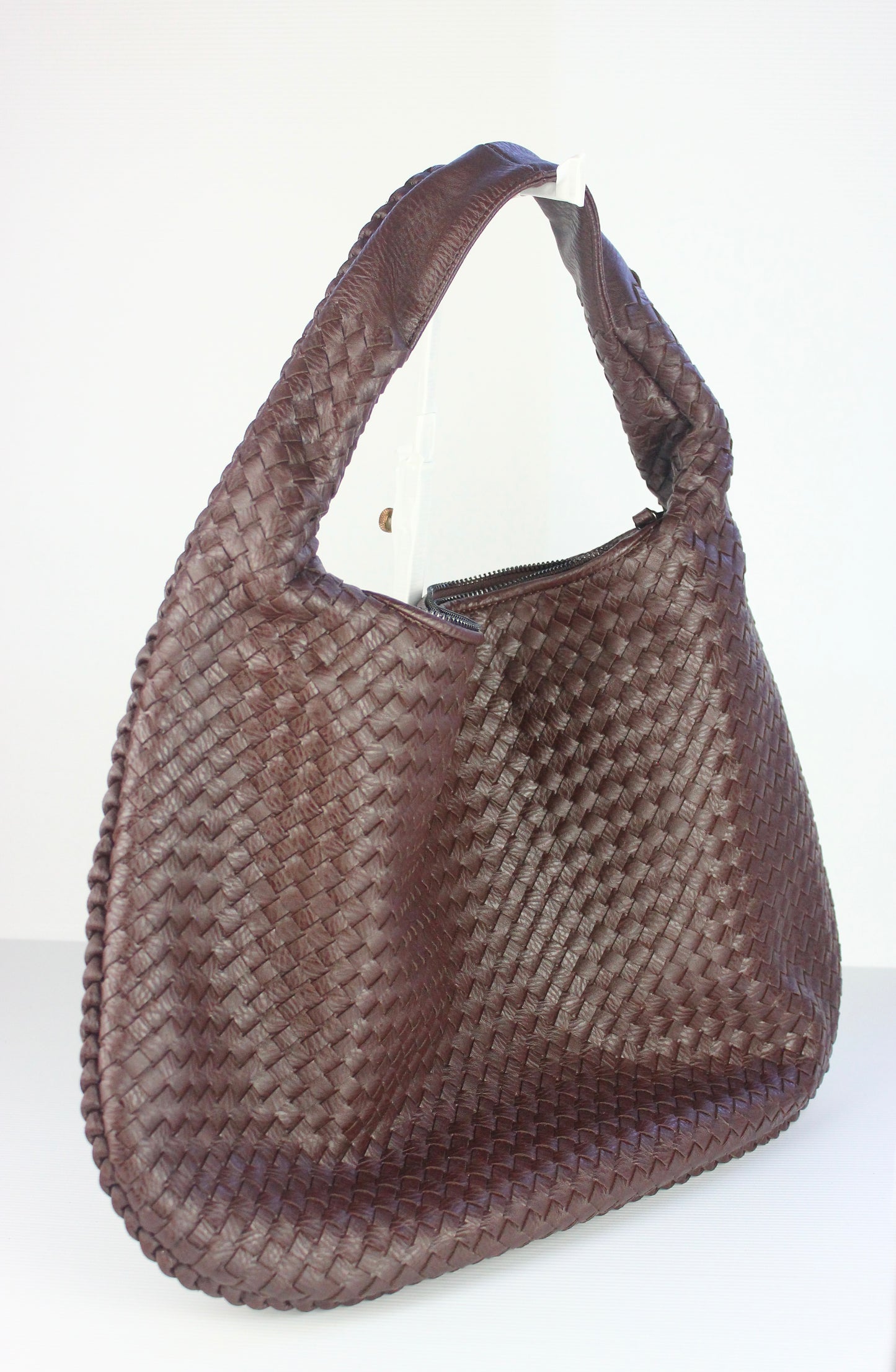 Hannah Weaved Hobo Bag in Dark Brown