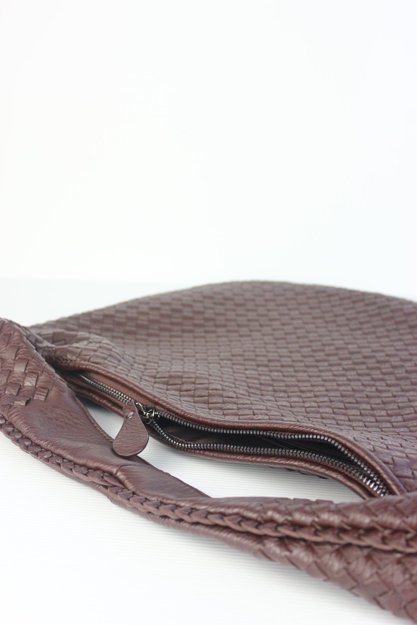 Hannah Weaved Hobo Bag in Dark Brown
