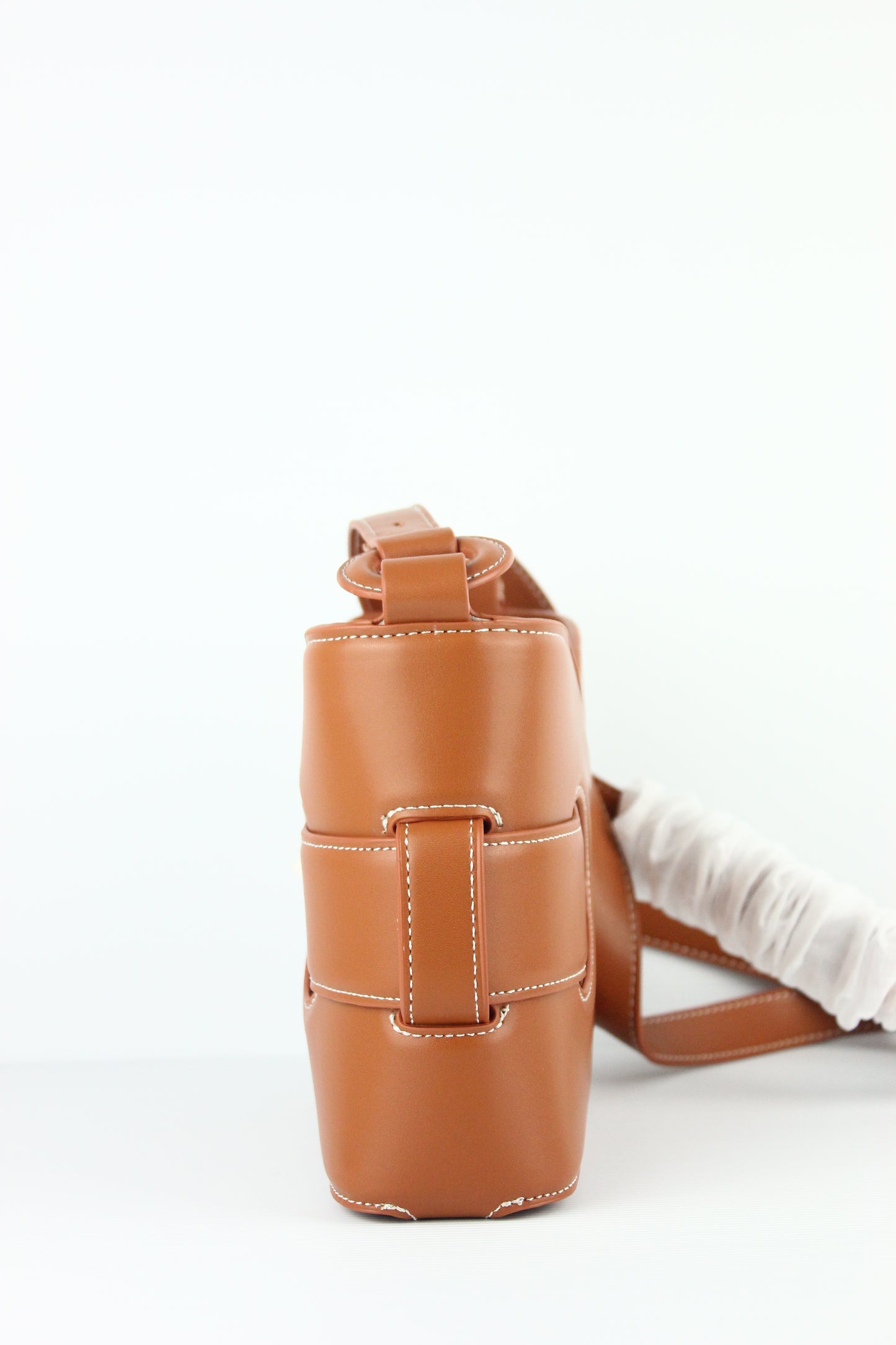 Maci Genuine Cowhide Leather Bucket Bag in Camel