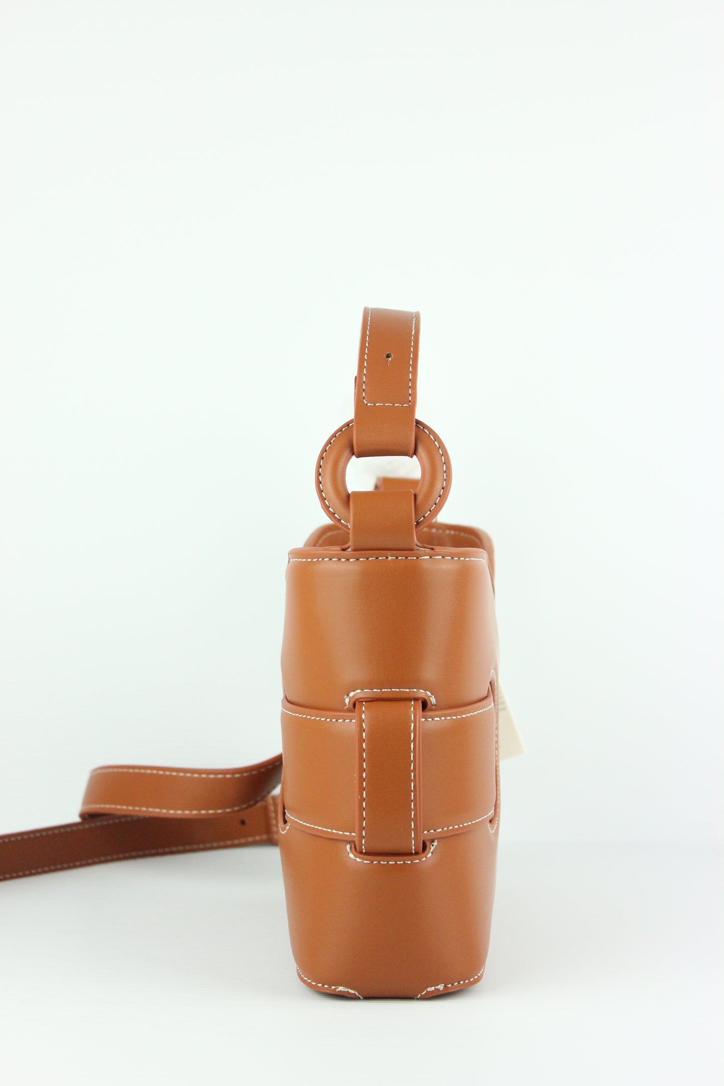 Maci Genuine Cowhide Leather Bucket Bag in Camel