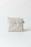 Quilted Keychain Pouch in Beige Polka