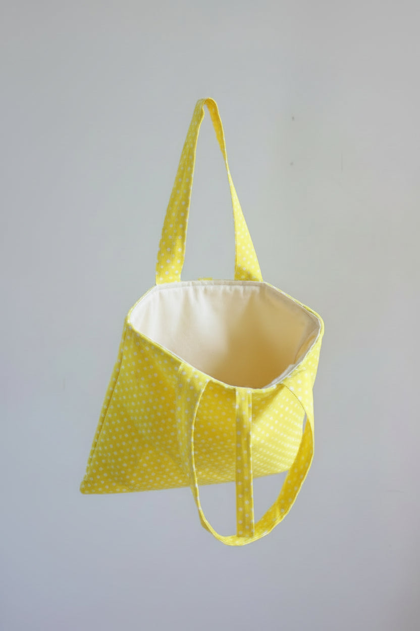 Medium Bible Book Tote in Yellow Polka (Embroidery-Ready)