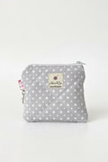 Quilted Keychain Pouch in Grey Polka