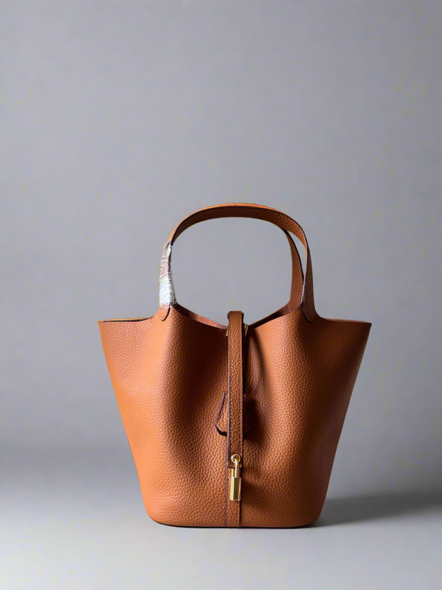 Brown Leather Bucket Bag