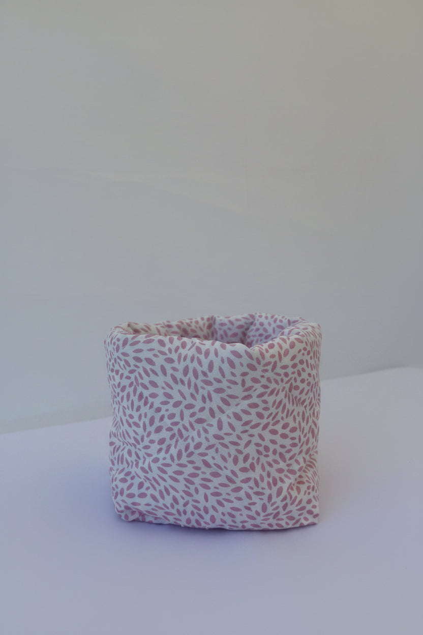 Cloud Bucket Vanity Organiser in Pink Leaf (Embroidery-Ready)