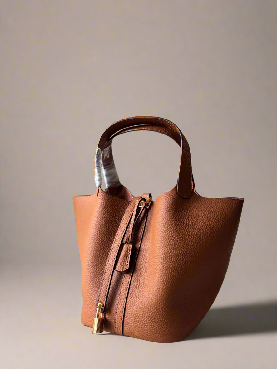 Brown Leather Bucket Bag