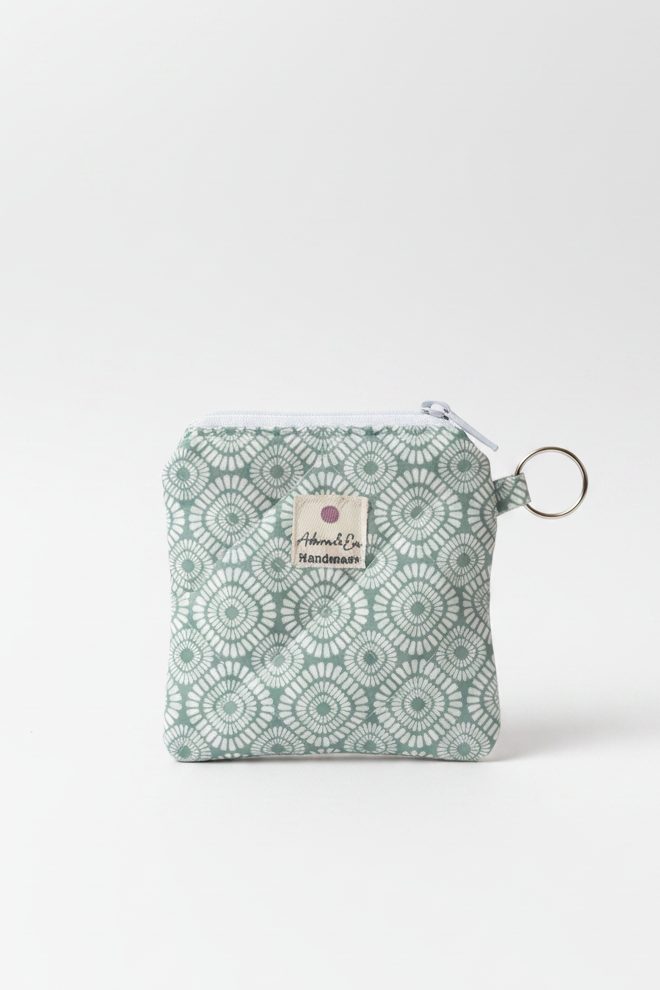 Quilted Keychain Pouch in Green