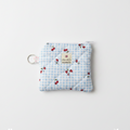 Quilted Keychain Pouch in Blue Strawberries