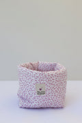 Cloud Bucket Vanity Organiser in Pink Leaf (Embroidery-Ready)