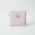 Quilted Keychain Pouch in Pink Leaf