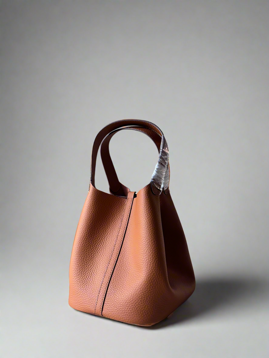 Brown Leather Bucket Bag