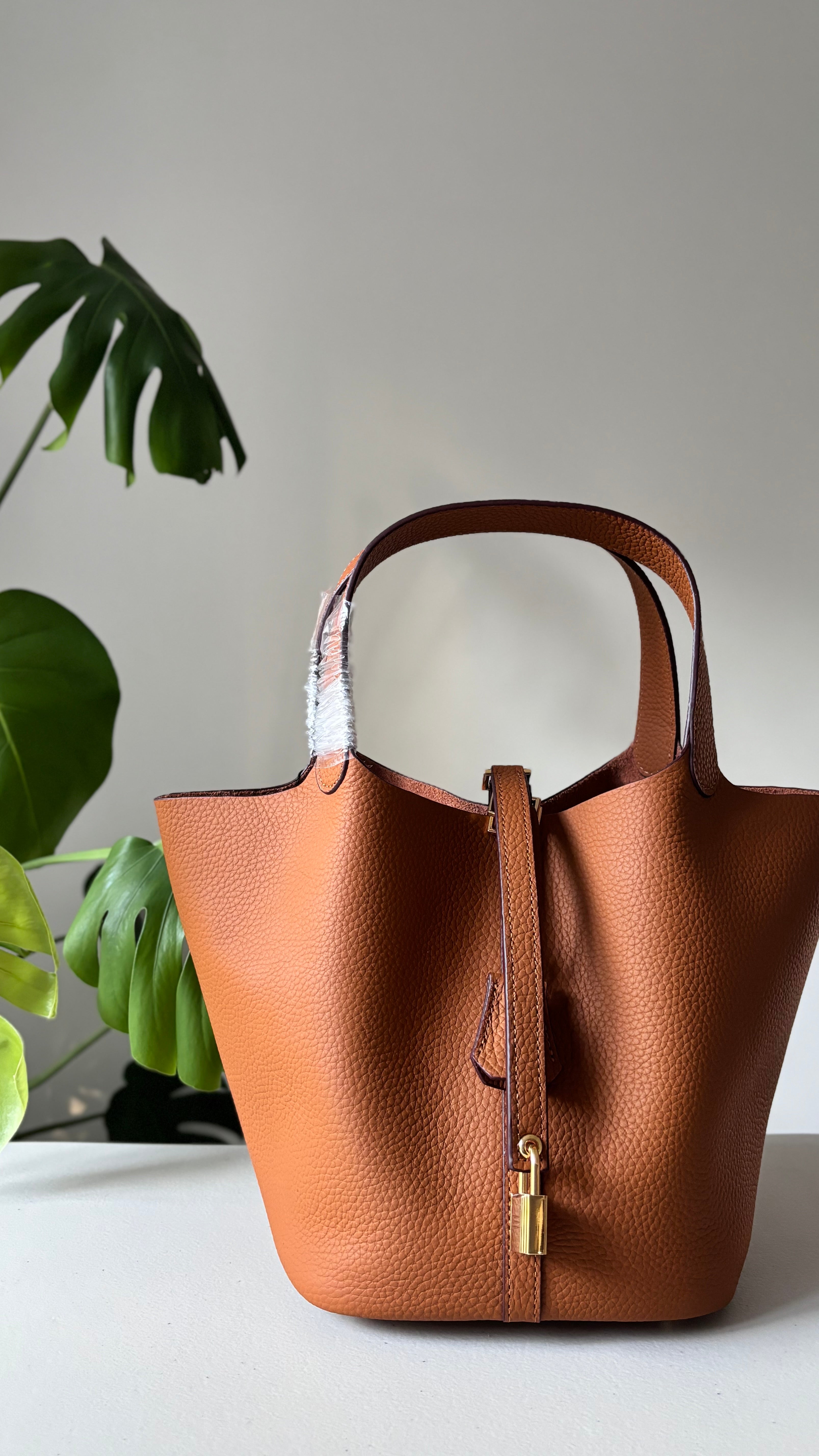 Brown Leather Bucket Bag