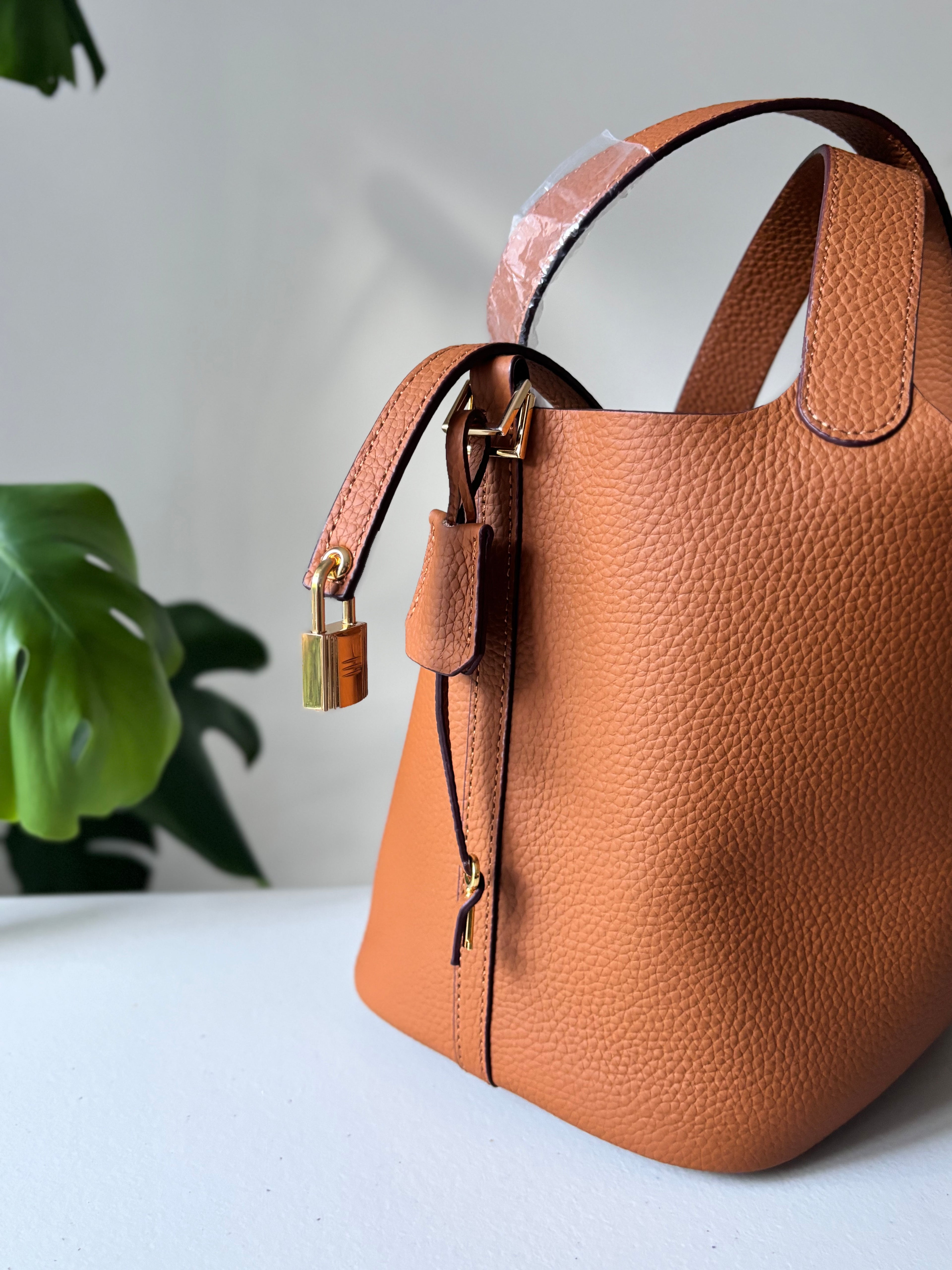Brown Leather Bucket Bag