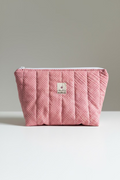 Medium  Zipped Quilted Pouch in Vintage Pink Polka