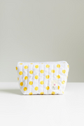 Small Zipped Quilted Pouch in Yellow Polka