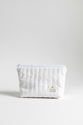 Small Zipped Quilted Pouch in Pink Dots