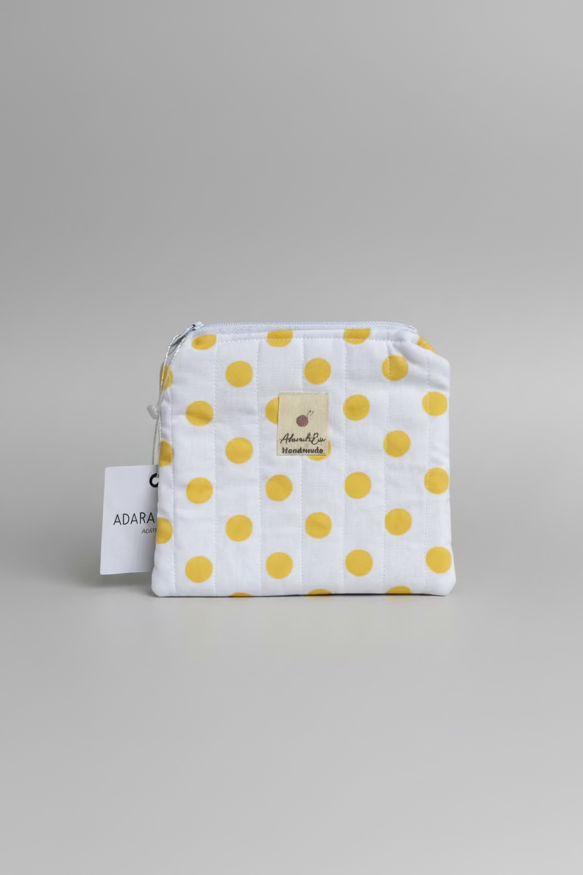 Small Quilted Wallet in Yellow Polka