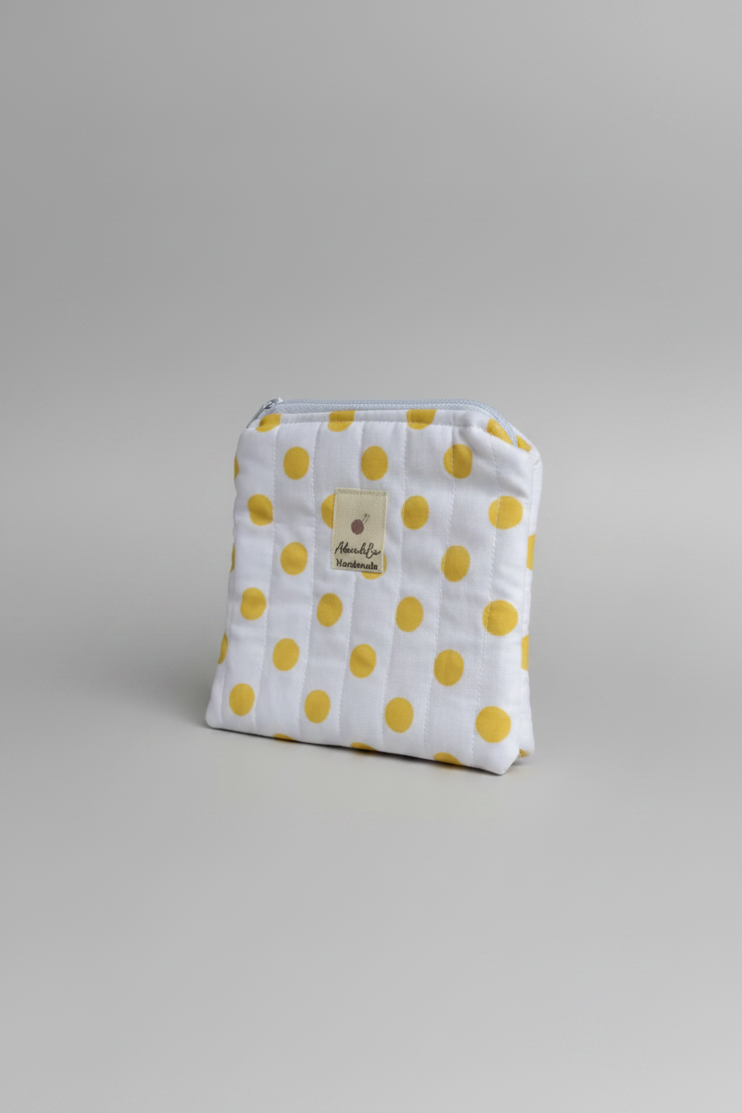Small Quilted Wallet in Yellow Polka