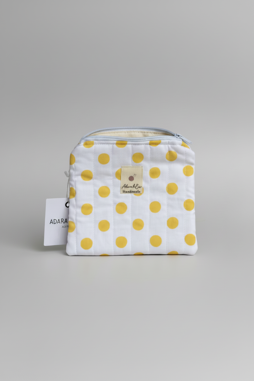 Small Quilted Wallet in Yellow Polka