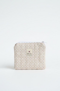 Small Quilted Wallet in Vintage White/Brown Polka