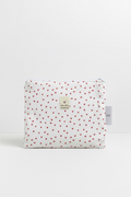 Medium Flat  Zipped Pouch in Red Hearts ,