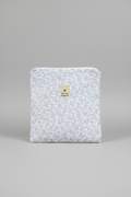 Medium Flat  Zipped Pouch in Dainty Grey Flowers