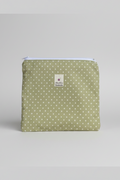 Medium Flat  Zipped Pouch in Vintage Green Polka