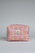 Medium Boxy Quilted Pouch in Dainty Orange Flowers