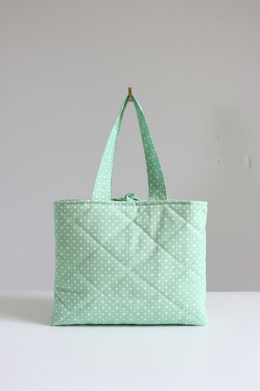 Medium Quilted Bible Book Tote in Green Polka (Embroidery-Ready)
