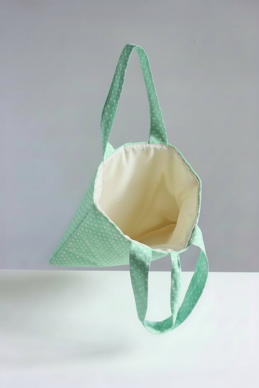 Medium Quilted Bible Book Tote in Green Polka (Embroidery-Ready)