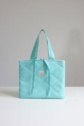 Medium Quilted Bible Book Tote in Teal Flowers  (Embroidery-Ready)