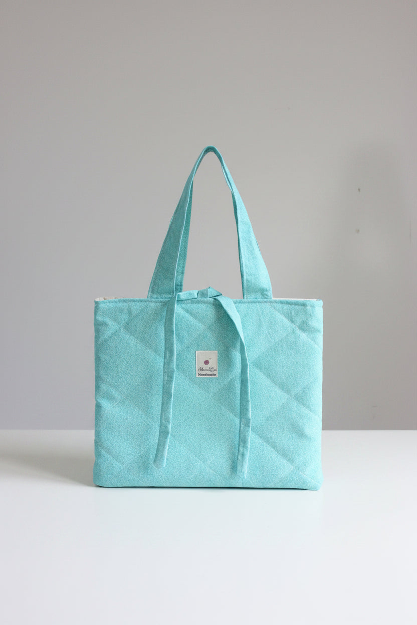 Medium Quilted Bible Book Tote in Teal Flowers  (Embroidery-Ready)