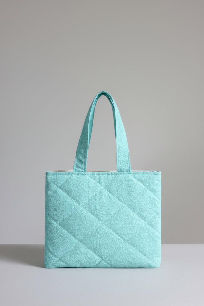 Medium Quilted Bible Book Tote in Teal Flowers  (Embroidery-Ready)
