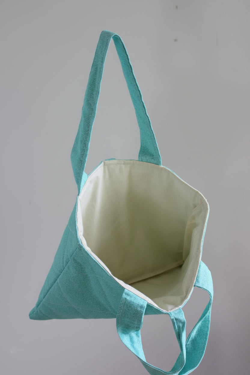 Medium Quilted Bible Book Tote in Teal Flowers  (Embroidery-Ready)