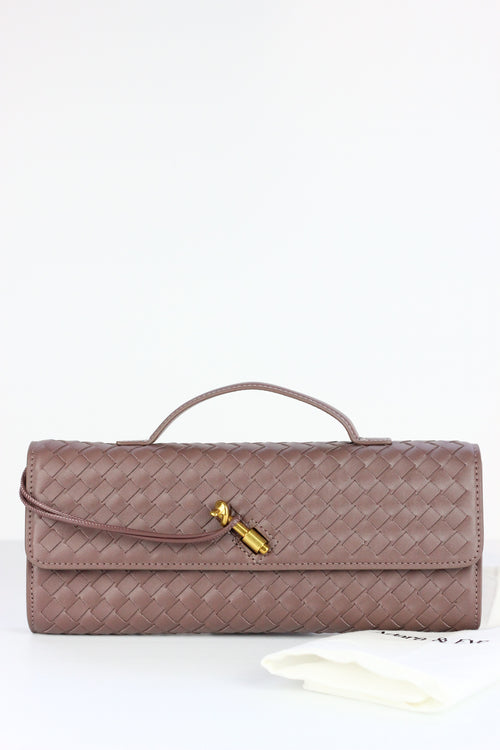 BEATRICE Weaved Clutch Bag in Greyish Brown