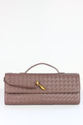 BEATRICE Weaved Clutch Bag in Greyish Brown