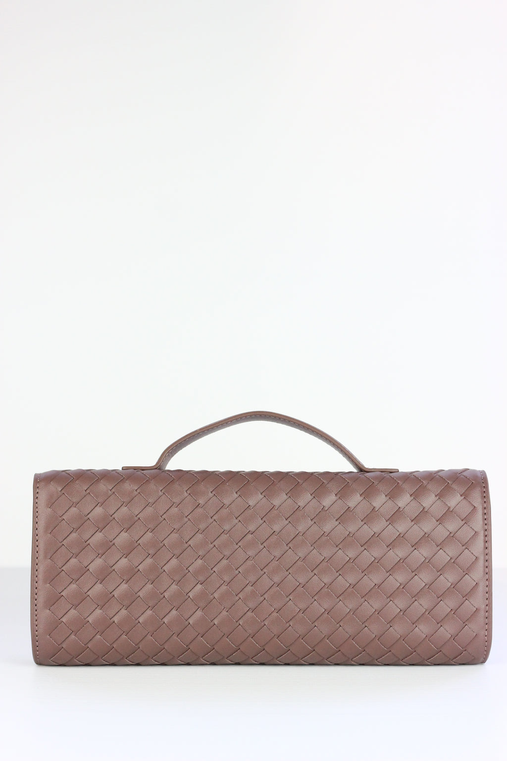 BEATRICE Weaved Clutch Bag in Greyish Brown