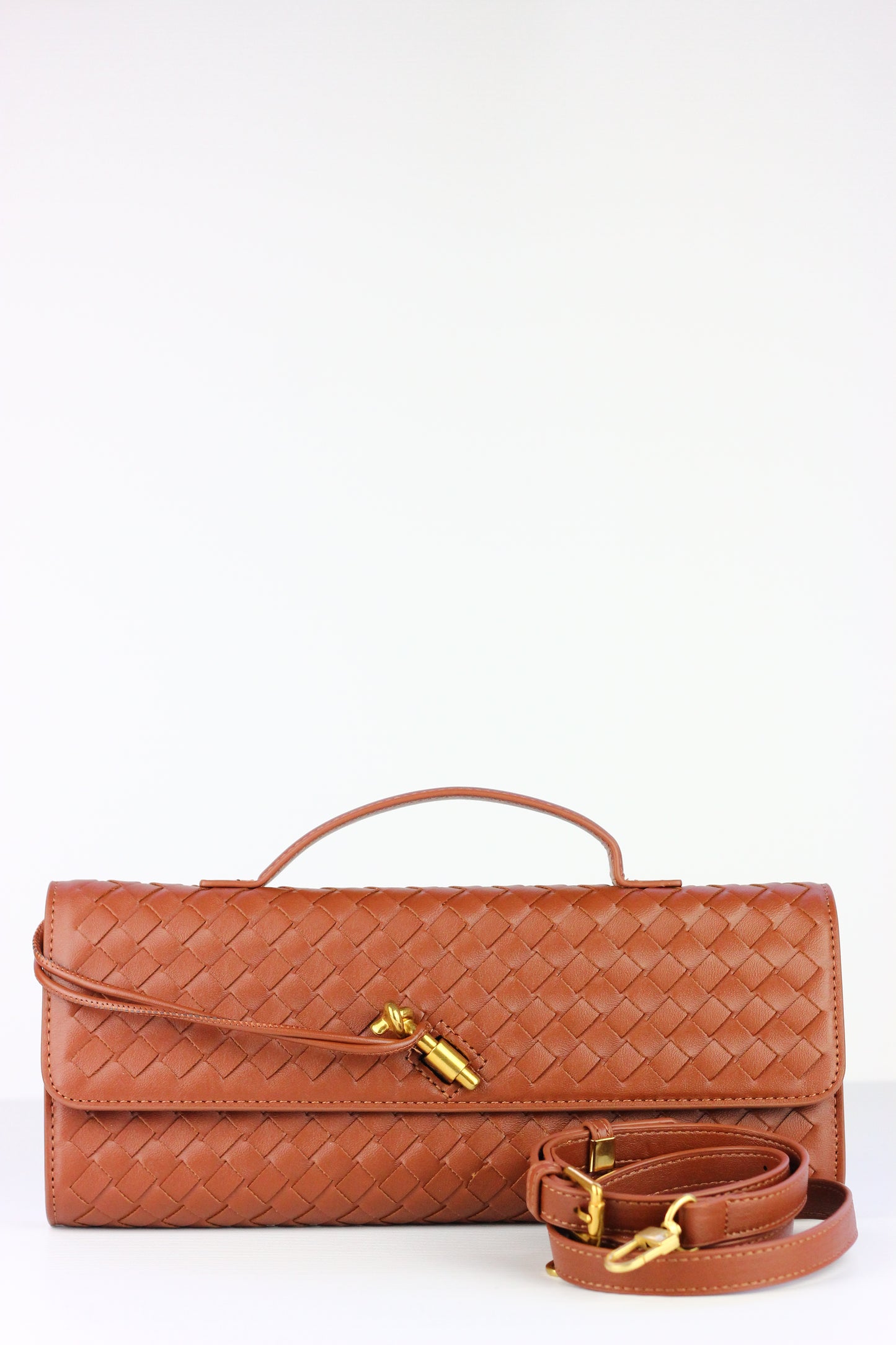 BEATRICE Weaved Clutch Bag in Brown