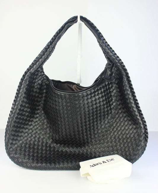 Hannah Weaved Hobo Bag in Black
