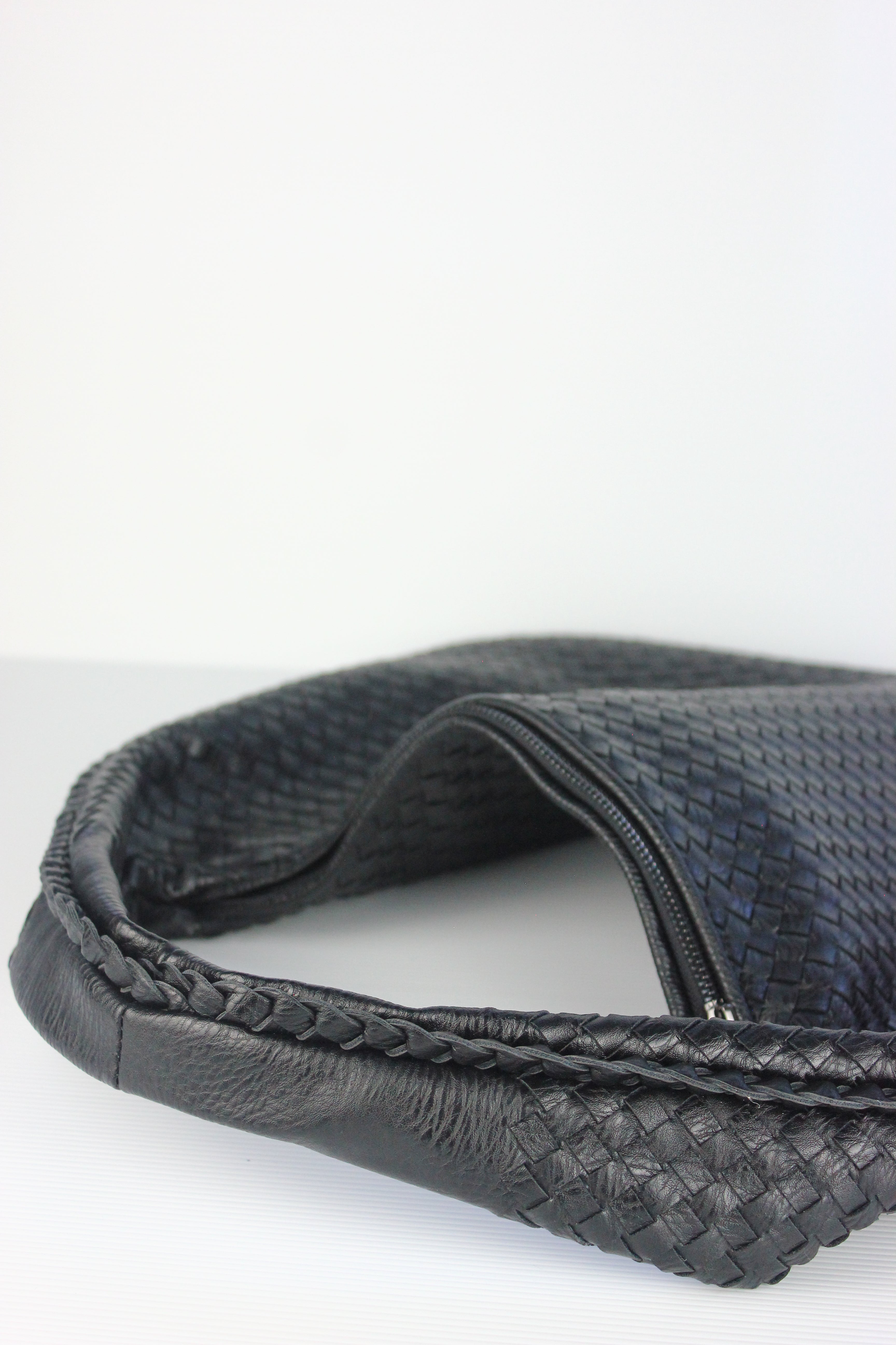 Hannah Weaved Hobo Bag in Black