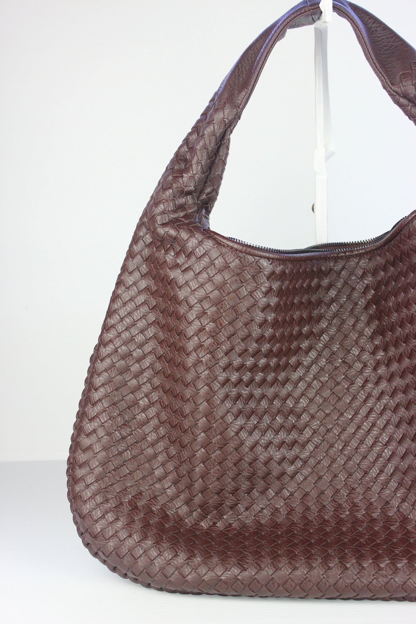Hannah Weaved Hobo Bag in Dark Brown