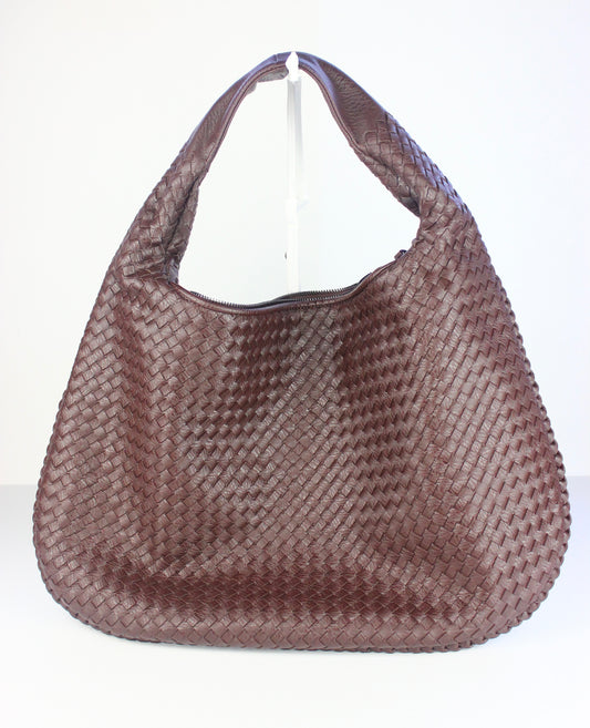 Hannah Weaved Hobo Bag in Dark Brown