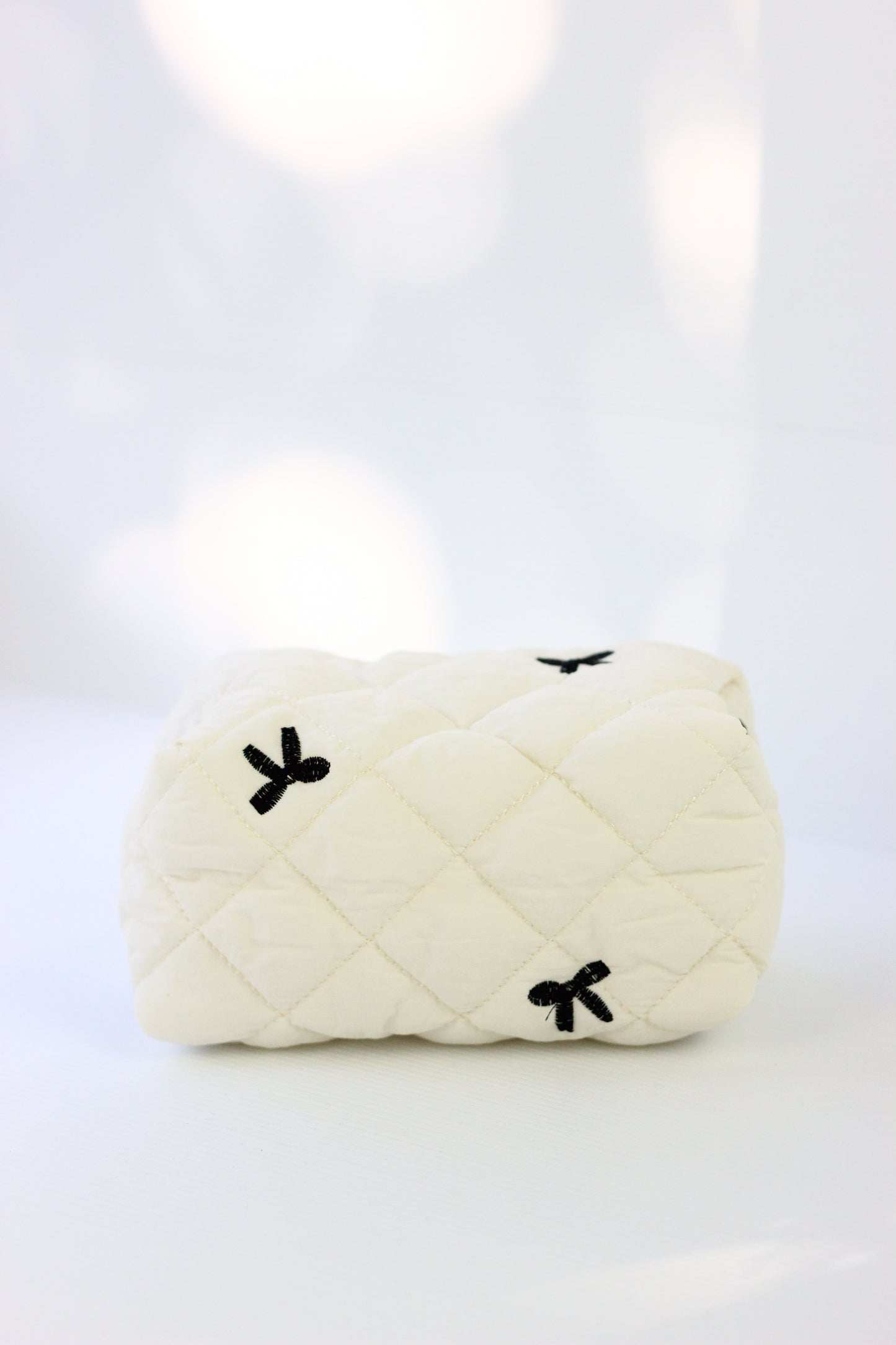 Quilted Cosmetic Pouch - Black Ribbon