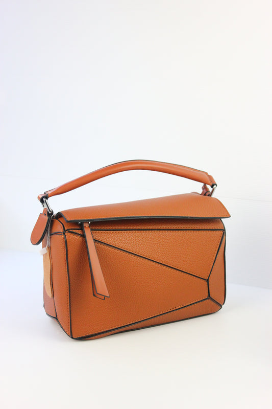 Olivia Puzzle Bag in Genuine Tan Leather