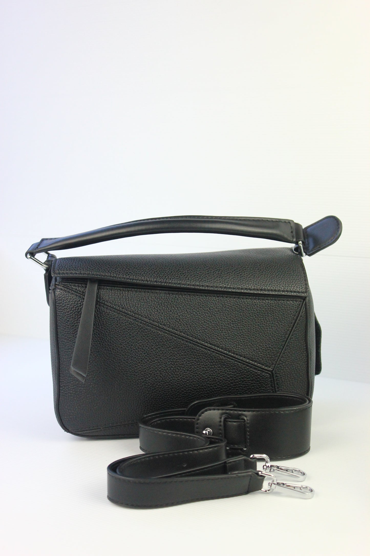 Olivia Puzzle Bag in Genuine Black Leather